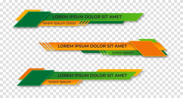 Three geometric lower third banners set design Modern geometric lower third banner template design Colorful lower thirds set template vector