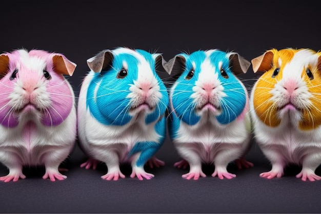 Vector three hamsters with different colors and a blue and pink one