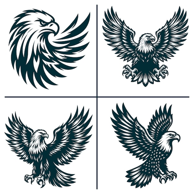 three images of a bird with a symbol that says  eagle