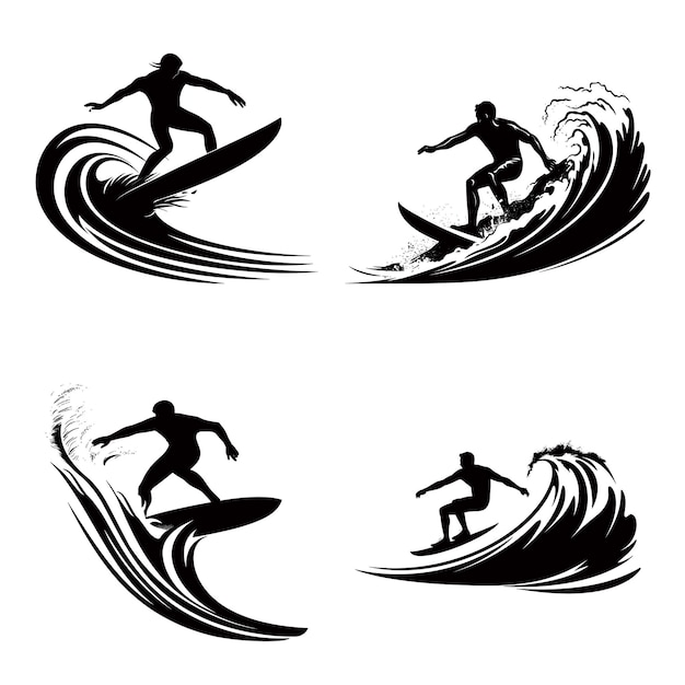 three images of a surfer on a white background with the words surfer on the bottom