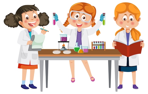 Three kids doing science experiment