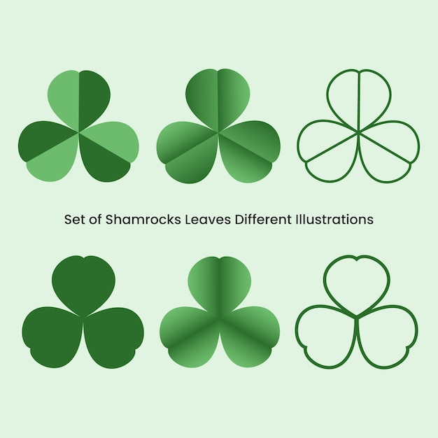 Three leaves Shamrocks are shown on a green background