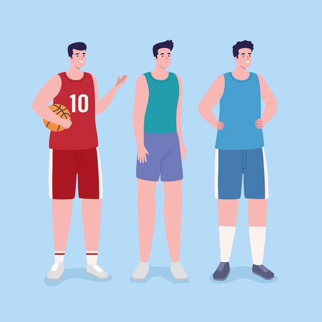 Three male athletes characters