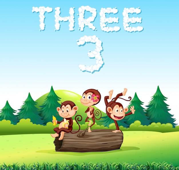 Three monkey in nature