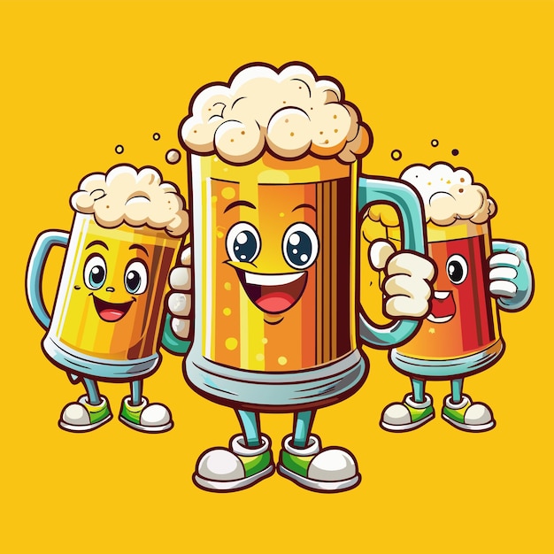 three mugs of beer with the words  happy face