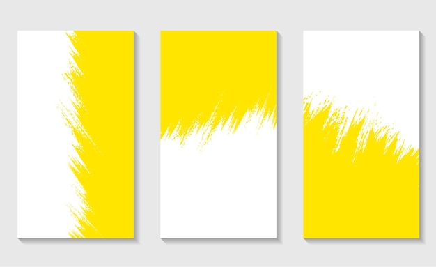 Three paintings with yellow paint yellow brush wallpaper