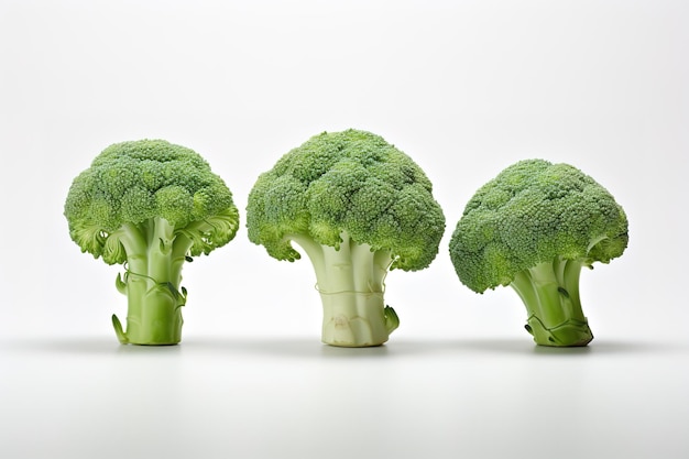 Vector three pieces of broccoli are shown on a white background