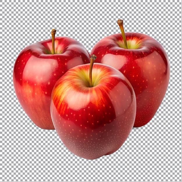 Vector three red apples with a green and red speckled background