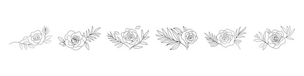 Vector three roses in hand drawn style or rose icon