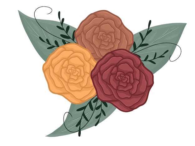 Three roses with different colors vector art