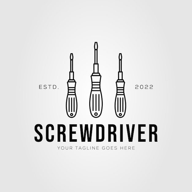 three screwdriver electric tool logo vector illustration design