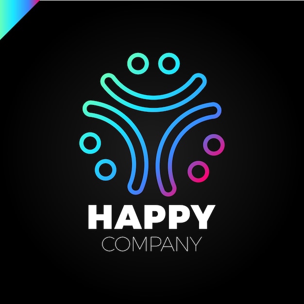 Vector three smile people logo - happy community icon