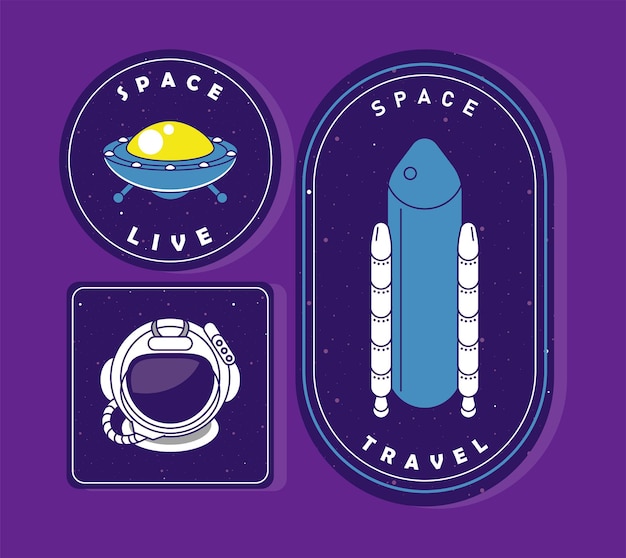 Three space badges icons