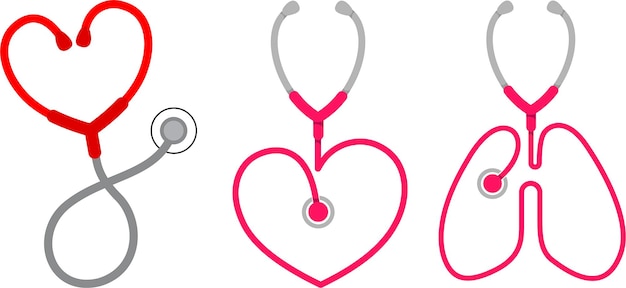 three stethos with hearts and a stethoscope with a stethoscope