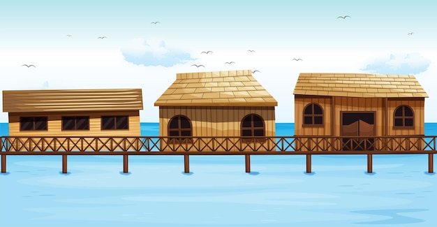 Three vacation houses on water