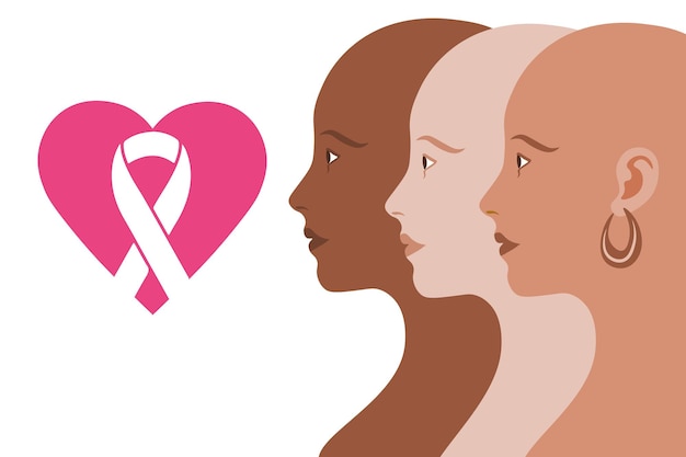 three women with cancer icon for world cancer day vector background