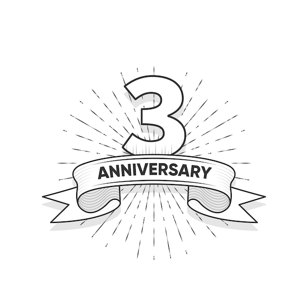 Three Years Anniversary Logotype style with handwriting style for celebration event wedding greeting