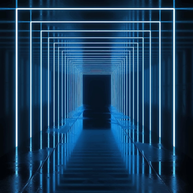 Vector threedimensional database server tunnel cyberspace render storage neon perspective turn syst