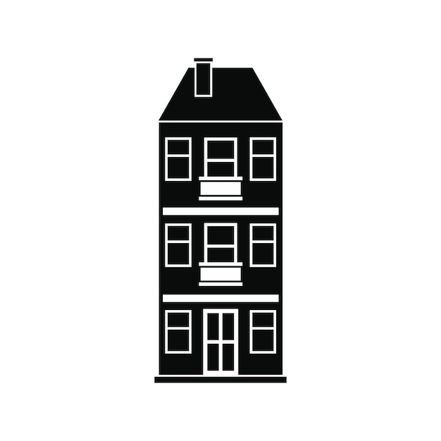 Threestorey house black simple icon isolated on white background