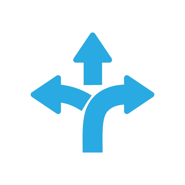 Threeway direction arrow sign road sign direction icon