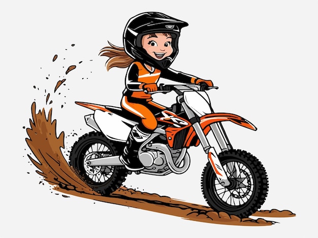 Thrilling Ride Girl on Dirt Bike Adventure Art