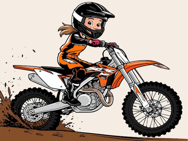 Thrilling Ride Girl on Dirt Bike Adventure Design