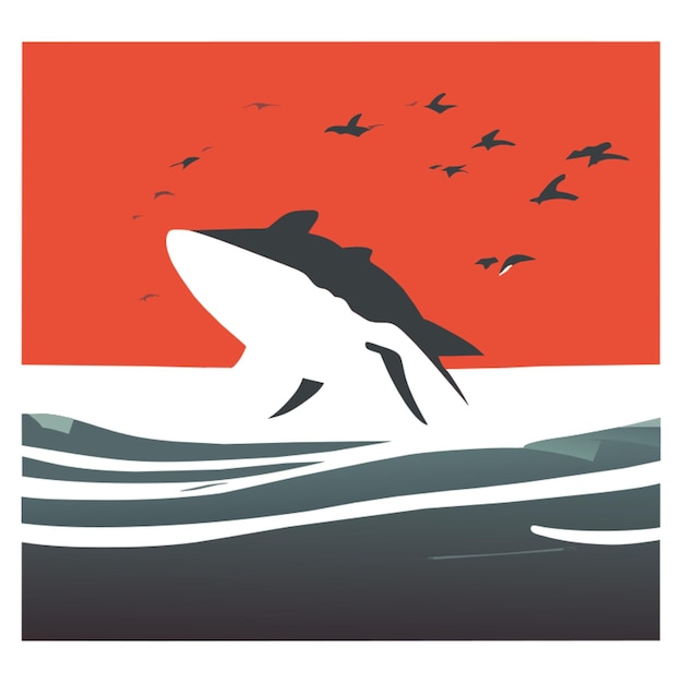 Vector thrilling shark attack scene vector illustration flat 2