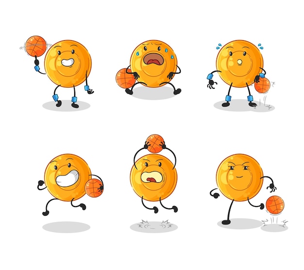 Throat lozenges basketball player group character mascot vector