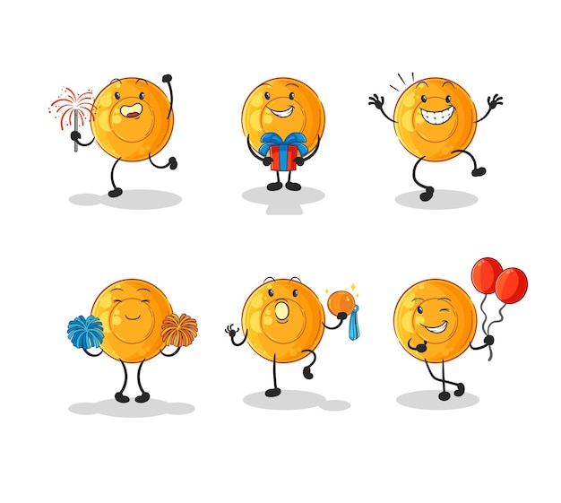 Throat lozenges celebration set character cartoon mascot vector