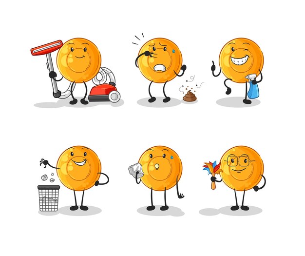 Throat lozenges cleaning group character cartoon mascot vector