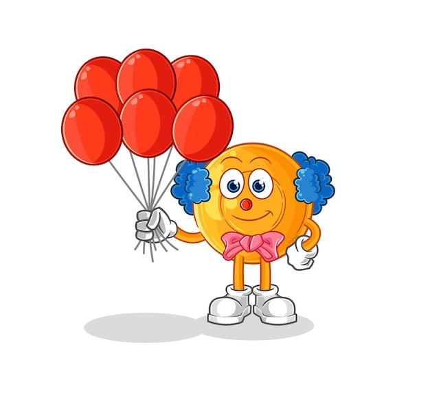 Throat lozenges clown with balloons vector cartoon character