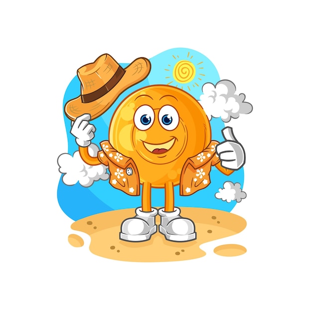 Throat lozenges go on vacation cartoon mascot vector