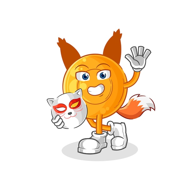 Throat lozenges japanese fox character cartoon mascot