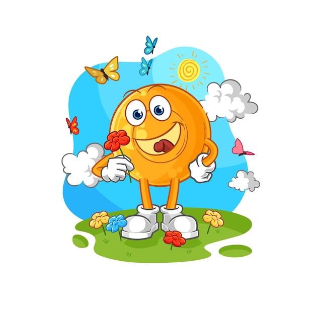 Throat lozenges pick flowers in spring character vector