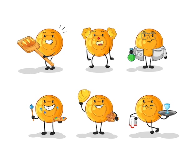 Throat lozenges profession set character cartoon mascot vector