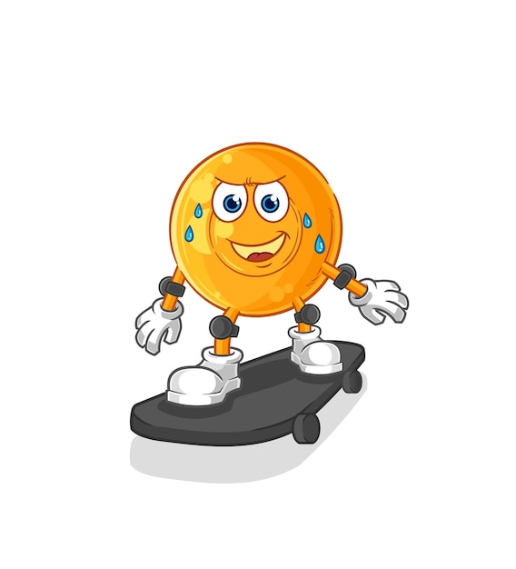 Throat lozenges riding skateboard cartoon character vector