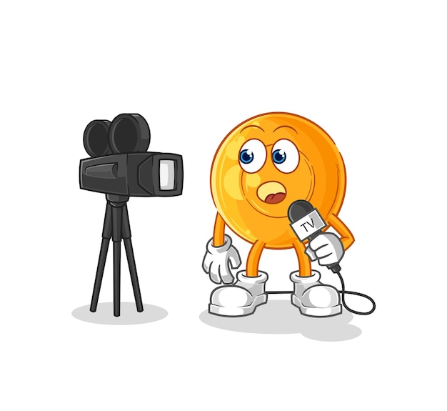 Throat lozenges tv reporter cartoon cartoon mascot vector