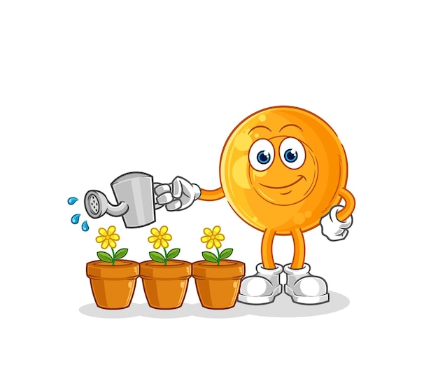 Throat lozenges watering the flowers mascot cartoon vector