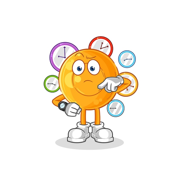 Throat lozenges with wristwatch cartoon cartoon mascot vector