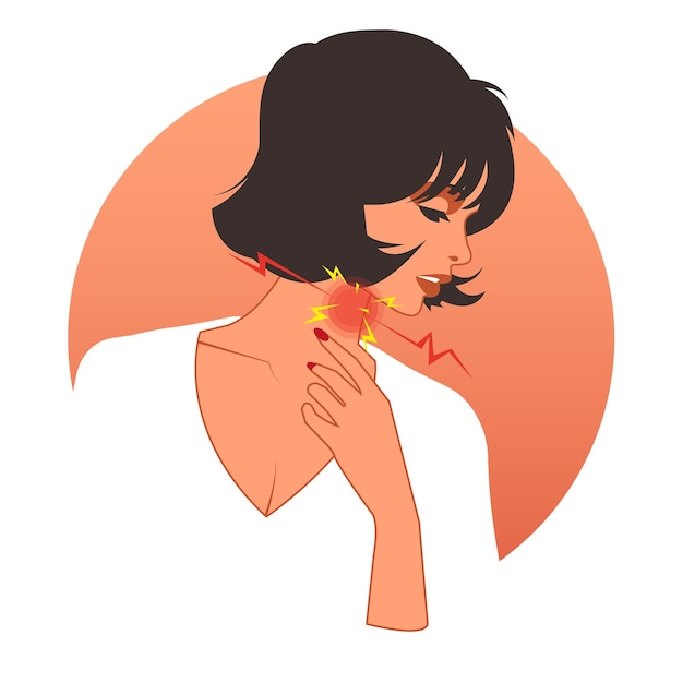 Throat pain concept vector illustration. Painful circles in the throat.