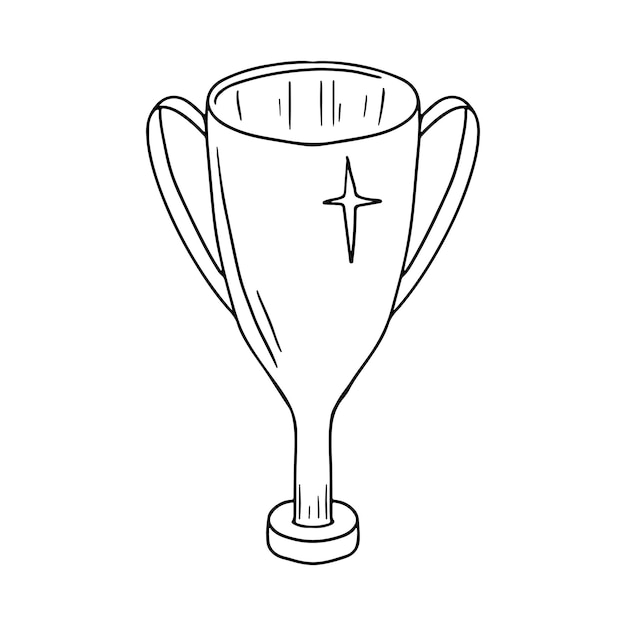 Throphy in hand drawn doodle style Champion award Vector Winner Illustration