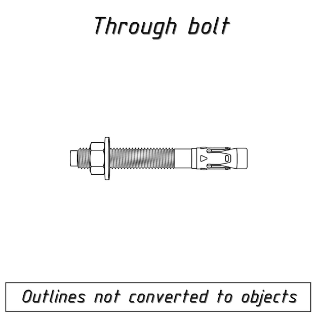 Through bolt hex blueprint outline