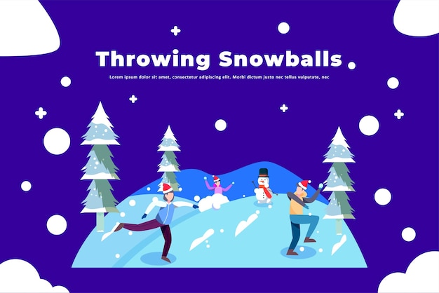 Throwing Snowballs - Illustration Christmas