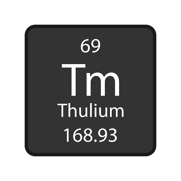 Thulium symbol Chemical element of the periodic table Vector illustration