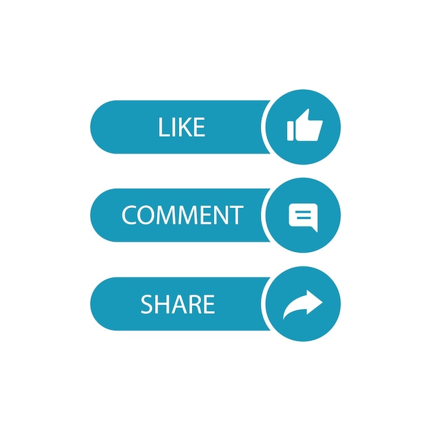 Thumb icon and comment and Share shape on social media