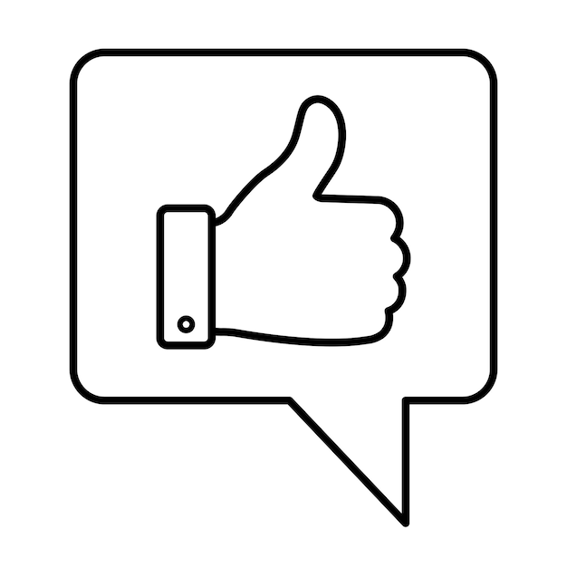 Thumb up on bubble speech icon symbol Outline style Vector illustration