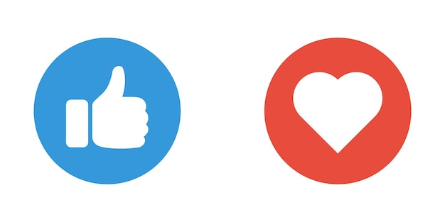 Thumb up and heart icon vector social media button