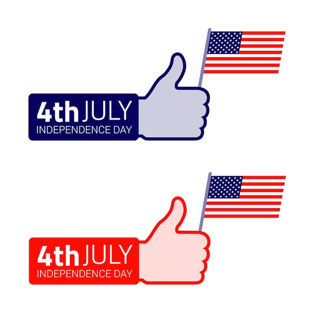 Thumb up hold american flag icon American Independence day design