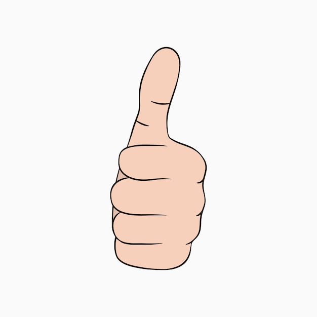 Thumb up sign. Cool, like, good, nice, bravo - hand gesture with finger up. Vector illustration.