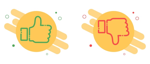 Thumb up and thumb down flat icon Abstract social media concept with geometric shapes Like